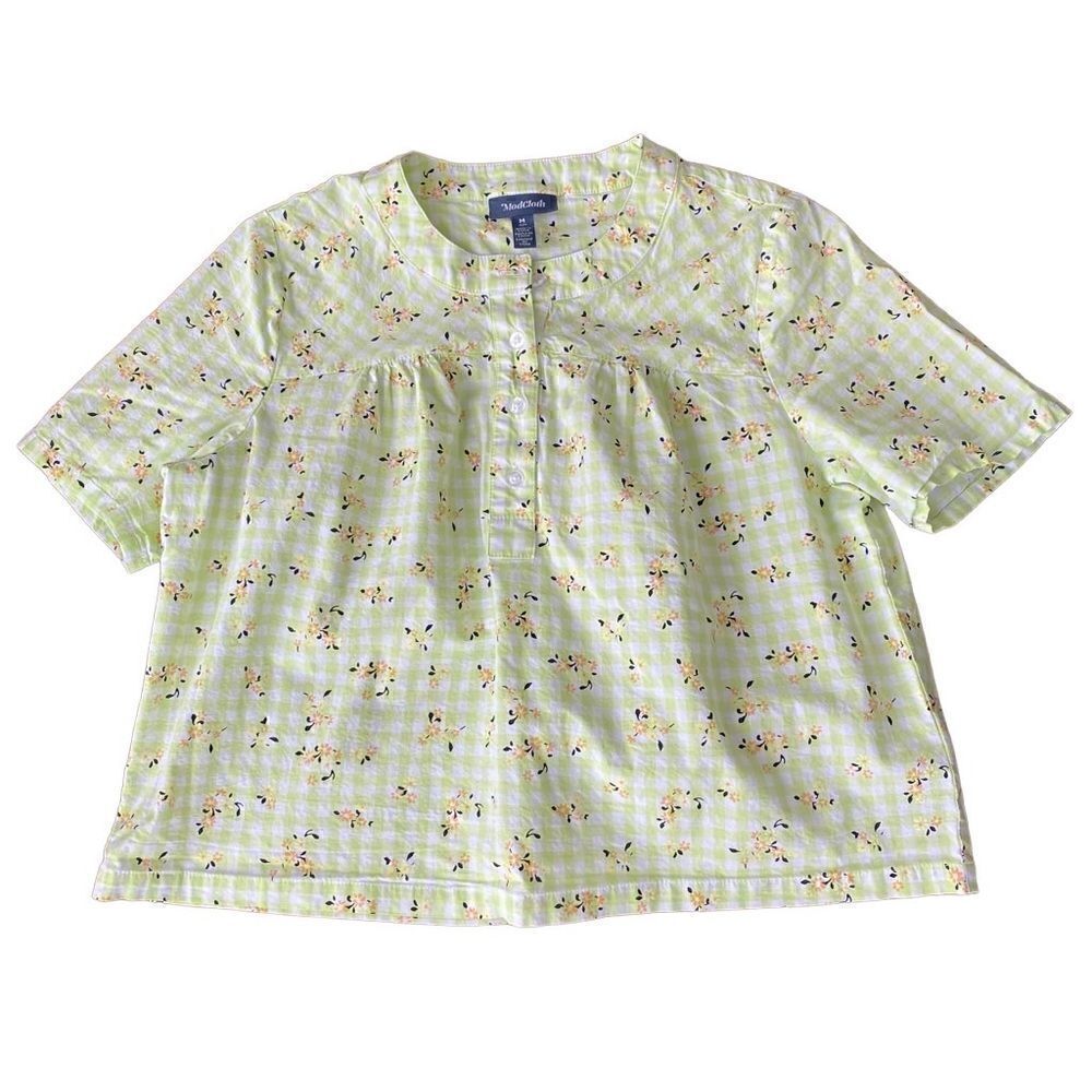 ModCloth Spring Fun in Gingham Blouse Medium - Picture 2 of 5